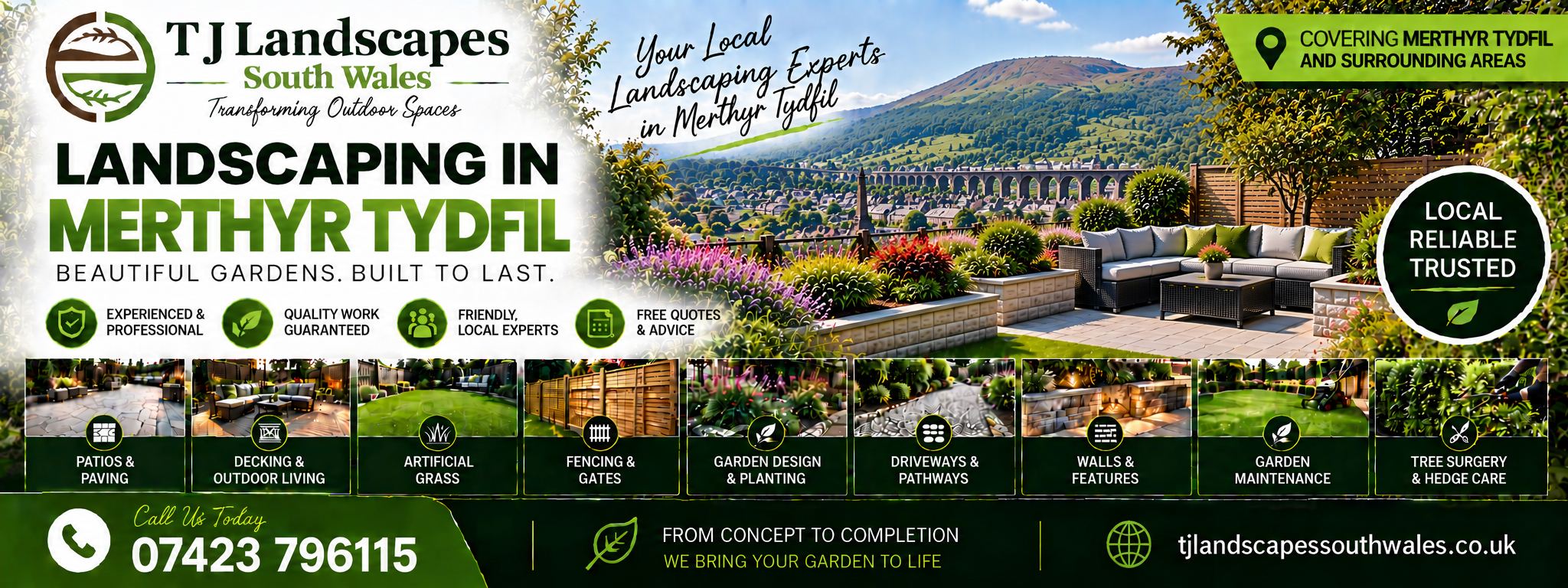 Landscaping in Merthyr Tydfil - T J Landscapes South Wales