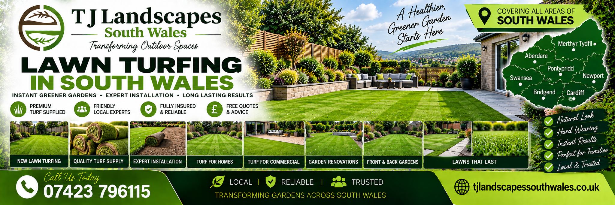 Turf Laying in South Wales - T J Landscapes
