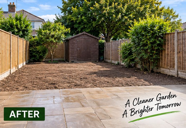 Cleared garden after the work