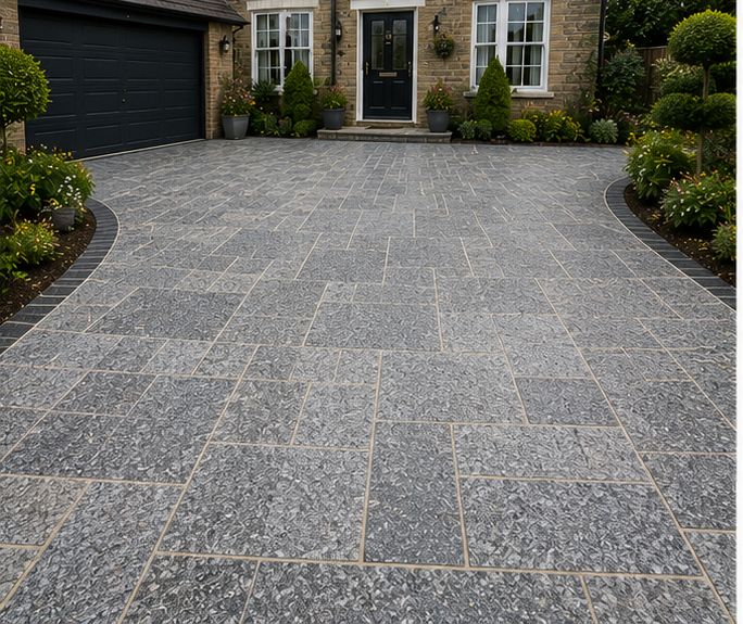 Granite paving on a front driveway