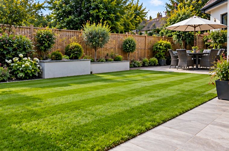 Freshly laid striped lawn