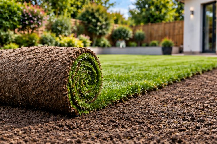 Roll of new turf ready to lay